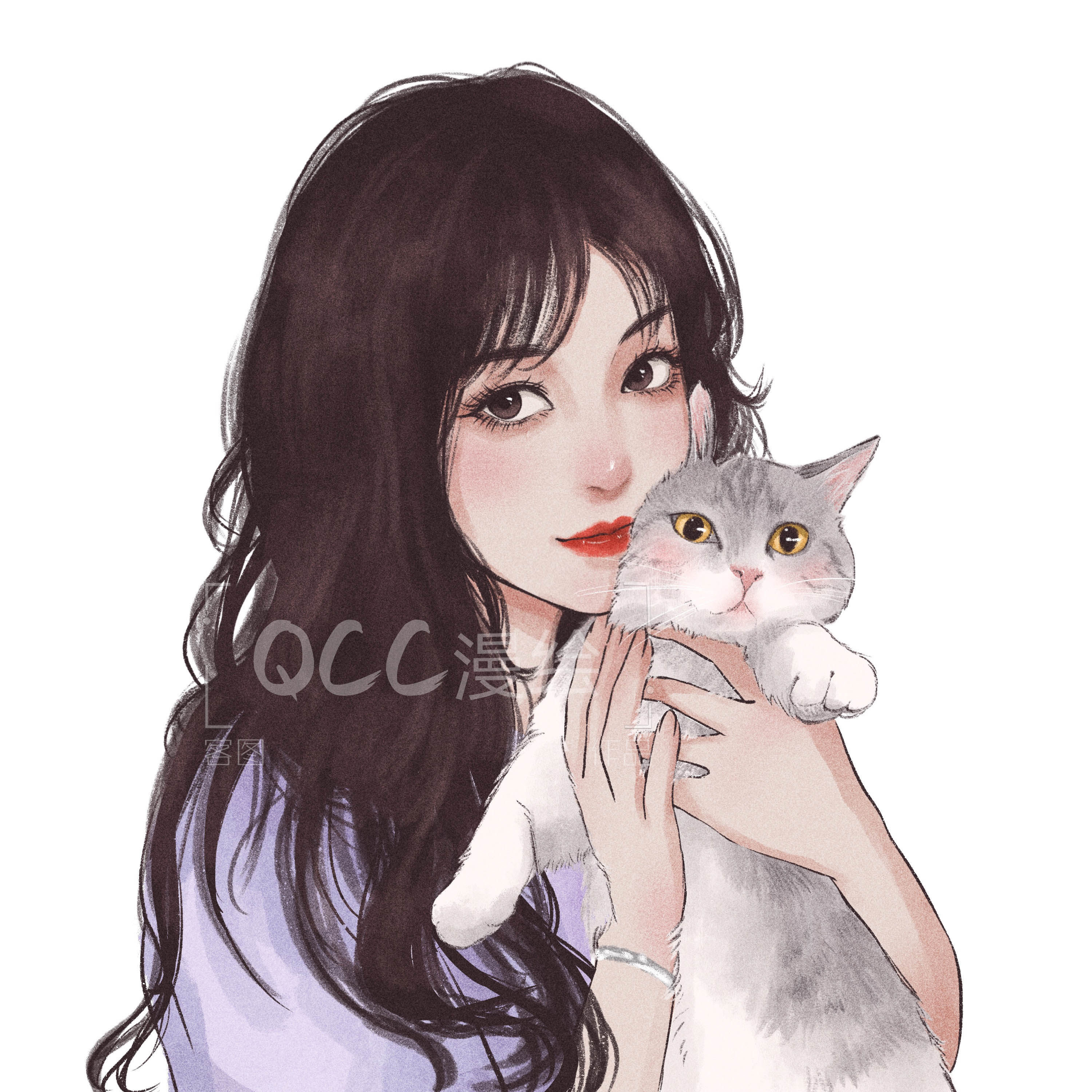 Hand-painted pet avatar Custom couple anime caricature photo appointment wedding hand-painted WeChat original family portrait