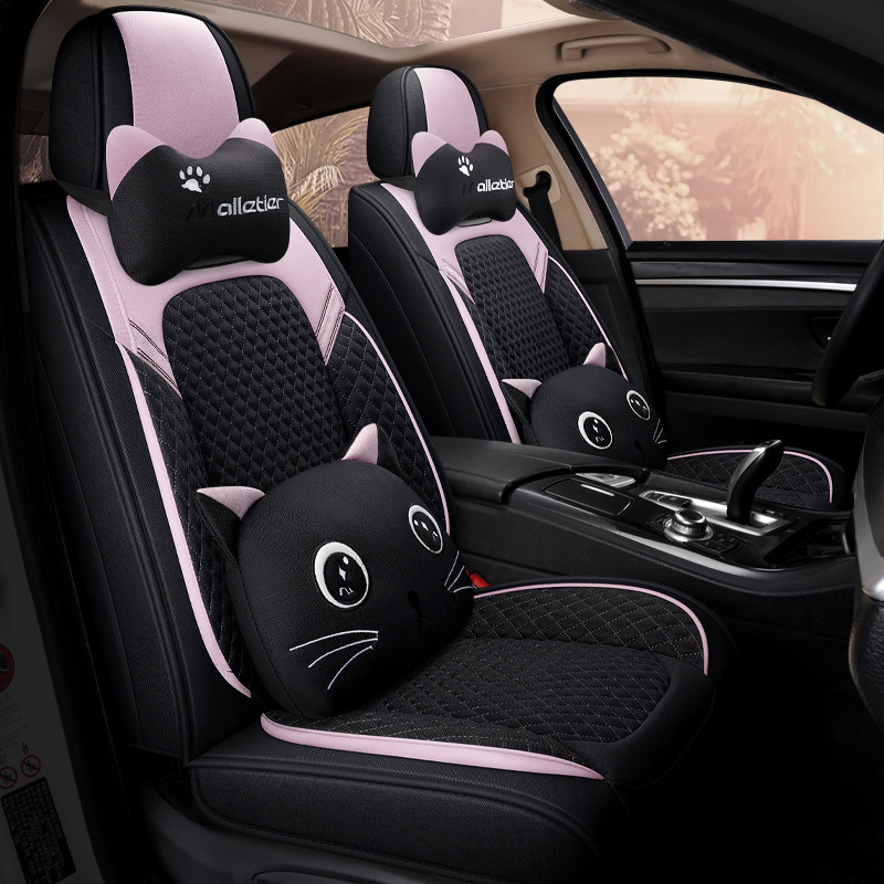 Car Seat Cover Goddess Cash for Four Seasons General flax POLO Celerimotor Totem Honda Kida Full Bag Cartoon Fabric Cushion Woman