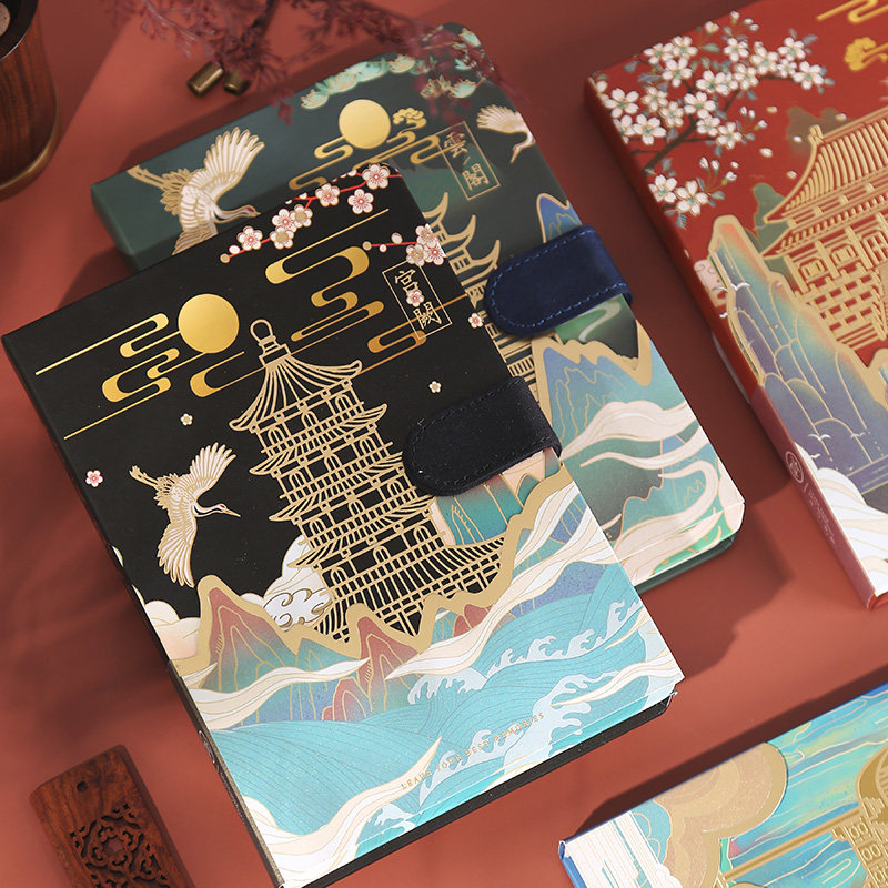 Golden City Remember Magnetic Buckle Ben Ancient Wind Hand Ledger Bennet Red China Wind Notebook Subredness Retro Palace Wind Notepad Teenage Girl Hearts Meritocracy students use a versatile creative plan book