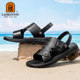 Old man's head 2024 summer new style sheepskin soft men's leather sandals casual non-slip sandals two-purpose beach shoes for men