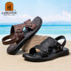 Old man's head 2024 summer new style sheepskin soft men's leather sandals casual non-slip sandals two-purpose beach shoes for men