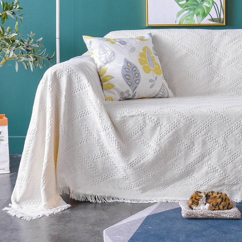 Nordic Pure Colour Cotton Thread Sofa Towels Cover Cloth All Season Universal Net Red Dust Anti Slip Cloth Art Universal Sofa Cover