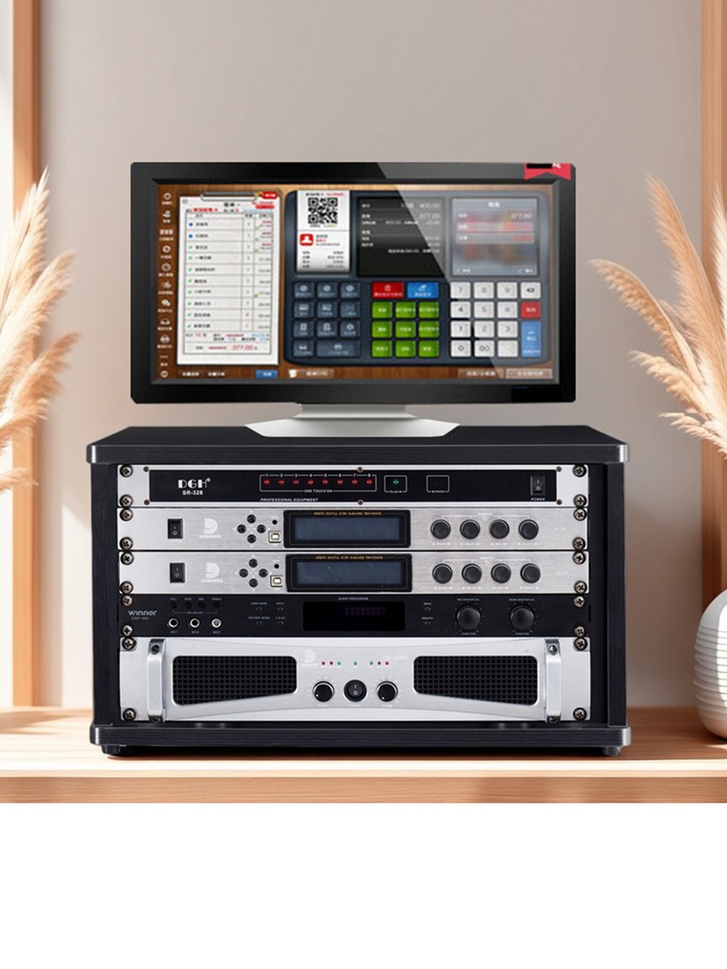 Danlaimeike Stage Ktv Audio and Video Equipment Amplifier Cabinet Mobile Karaoke Machine Wooden Amplifier Equipment Stand