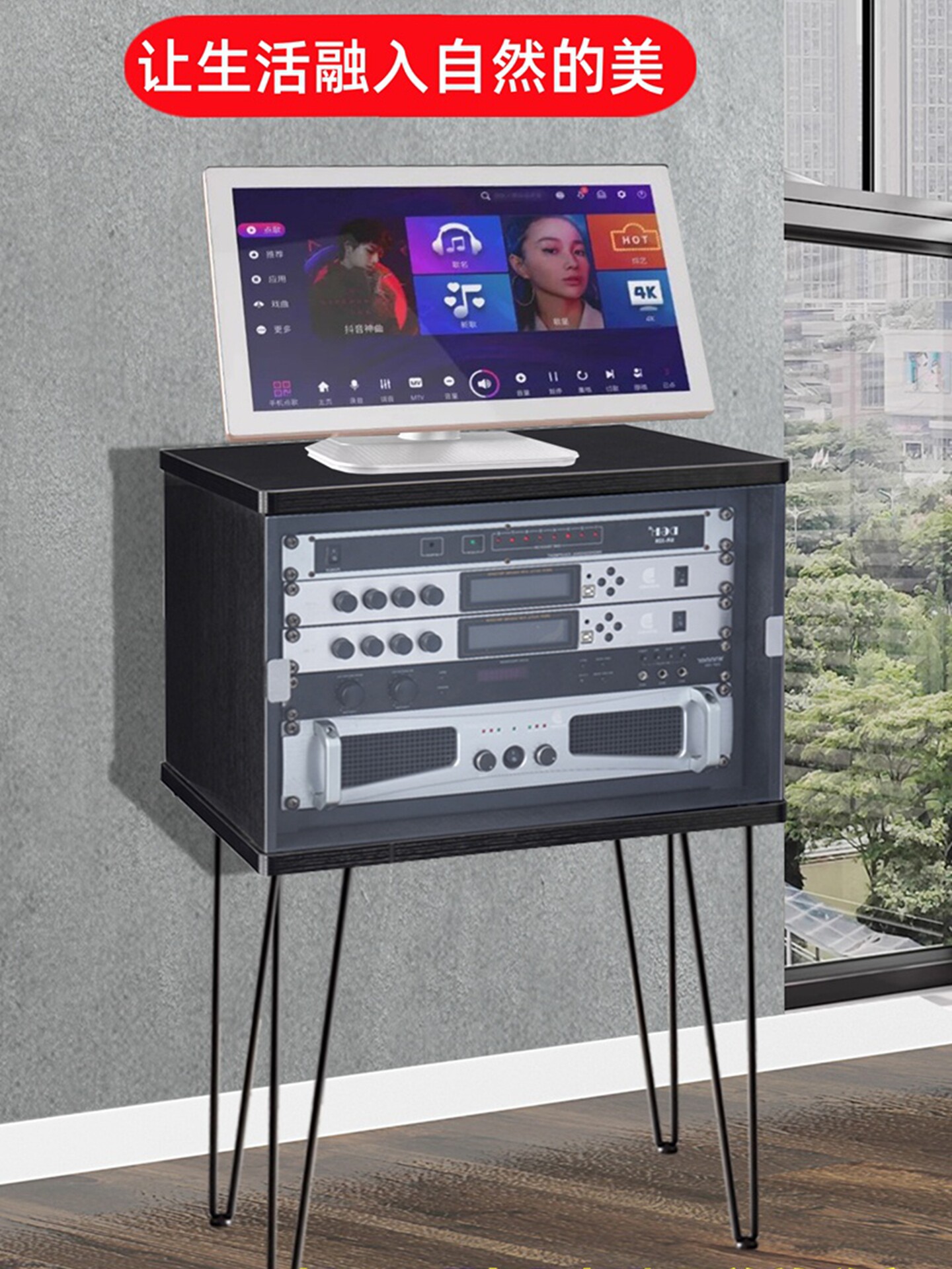 Danlaimeike Stage Ktv Audio and Video Equipment Amplifier Cabinet Mobile Karaoke Machine Wooden Amplifier Equipment Stand