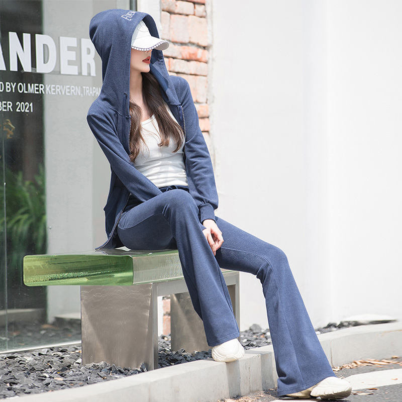 2022 Spring loaded new casual sports suit women's spring autumn season upfront running horn pants vegemon two-piece suit