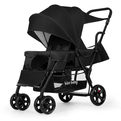 Twin baby stroller size treasure double car two-child stroller detachable front and rear seats Lightweight folding can sit and lie down