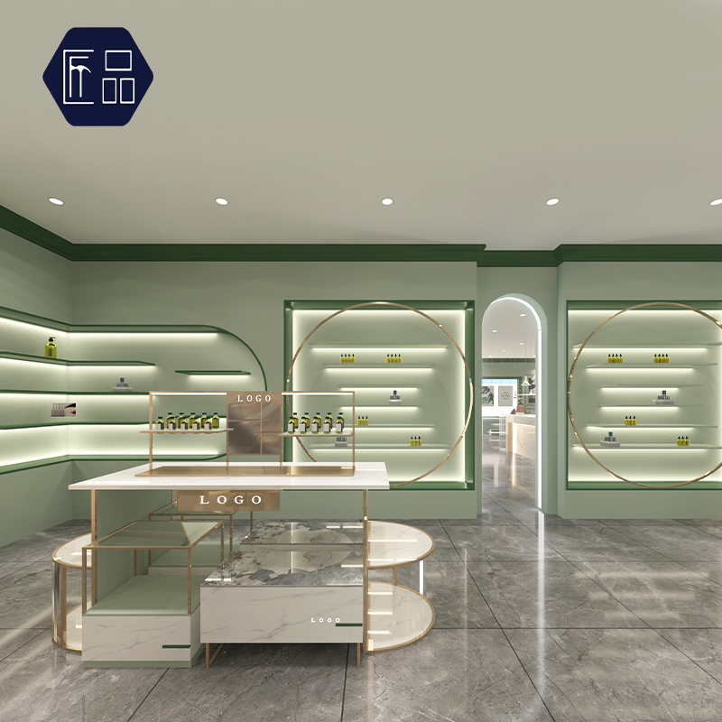 Customized cosmetic display cabinet products beauty salon skin care products display rack nail shop shelf live room display rack