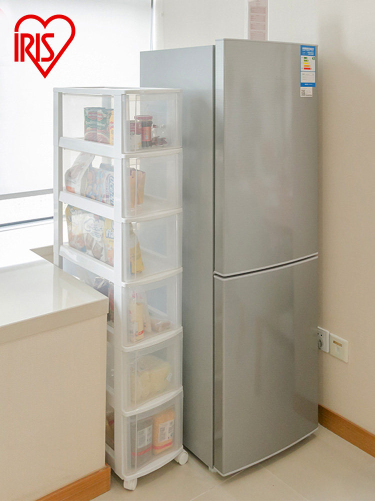 IRIS Crevice drawer storage cabinet Kitchen space-saving plastic finishing cabinet Multi-layer wheeled corner narrow cabinet