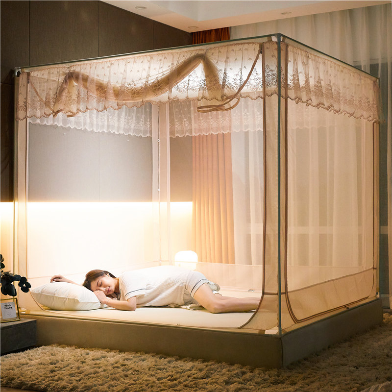 2021 new children's anti-drop zipper mosquito net dustproof household three-door thickened encryption free installation yurt