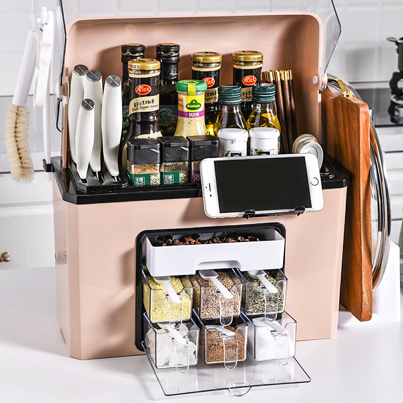 Knife Holder Kitchen Shelving seasoning Seasoning Bottle Shelf Supplies Household Large Total Theorist seasoning box Chopstick Containing box
