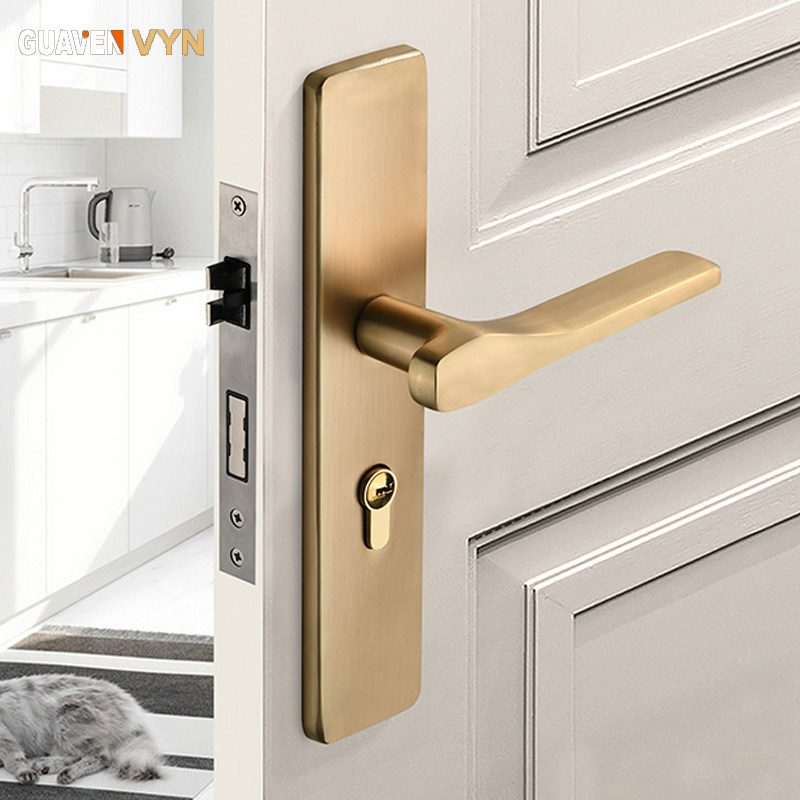 Modern simple door lock indoor bedroom door lock silent magnetic suction door lock home door handle gold black door lock