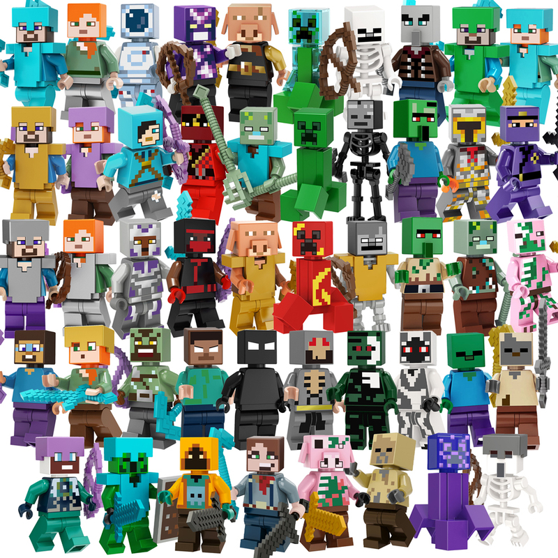 Domestic Educational Building Blocks Minecraft  King Steve Skeleton Zombie Pigman Alex Assembled Figures