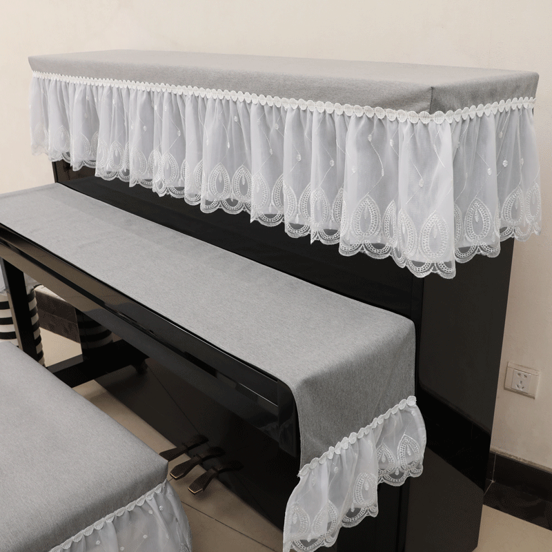 Piano cover half hood dust cover Nordic modern minimalist high-end princess Korea Piano cover Three sets of cover cloth stool cover