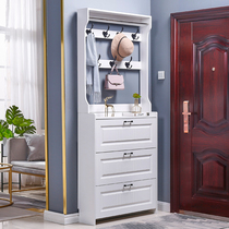 Ultra-thin shoe cabinet with hanger household door door simple modern dump-type entrance cabinet imitation solid wood shoe rack new