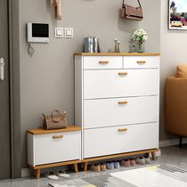 Simple modern ultra-thin dumper shoe cabinet household door door large-capacity storage entrance cabinet solid wood leg shoe rack