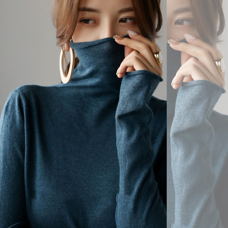 Turtleneck Cashmere Base Layer Sweater for Women, Autumn and Winter Style, Thickened, Loose Fit, Slimming, Warm, High-Neck Knit Top
