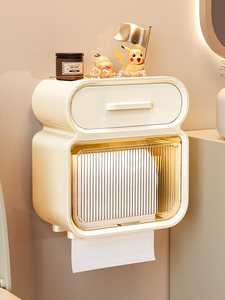 Punch-Free Toilet Tissue Box Paper Extraction Box Wall-Mounted Toilet Paper Box Toilet Paper Rack Roll Paper Waterproof