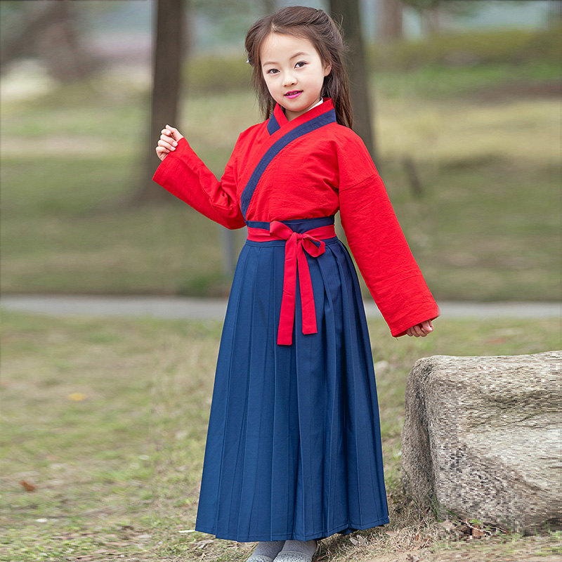 Girls Hanfu Two-Piece Baby Jacket Long Dress Set Children's Guoxue Dress Chinese Style Young Children's Tang Dress