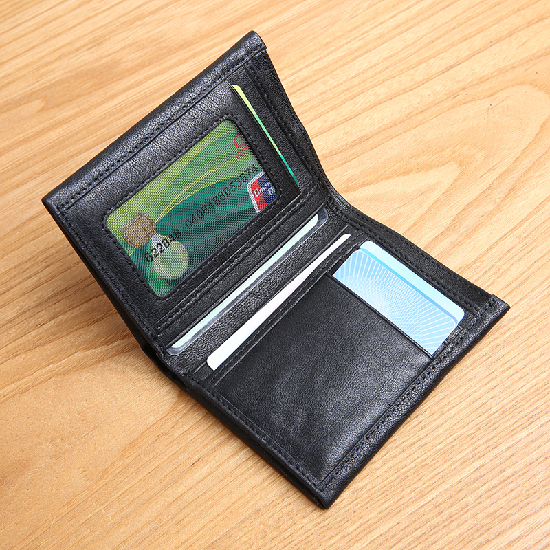 Summer with ultra-thin wallet men genuine leather shorts soft leather minimis calf leather mini-wallet vertical young students