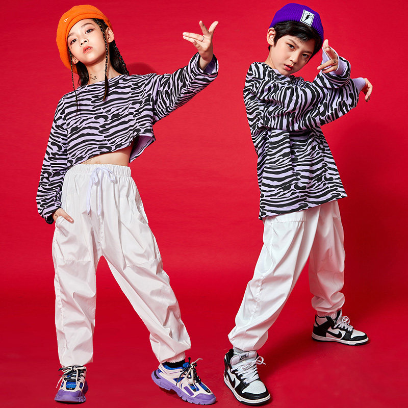 Street dance trendy clothing boys New Year's Day costumes girls jazz dance practice long-sleeved children's hip-hop style catwalk performance