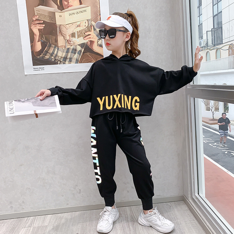 Girls' jazz dance clothes children's hip-hop hiphop hip-hop suits girls exposed navel fashion catwalk performance clothes autumn