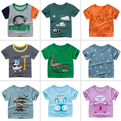 儿童短袖T恤纯棉春夏季小女孩打底衫男童上衣宝宝套头睡衣家居服