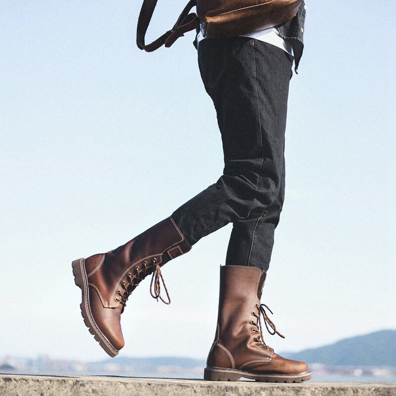 Climbing Shoes Men Outdoor Shoes Women Spring Autumn High Bunch of Breathable Hiking Shoes Mountain Climbing Shoes Horse Boots Martin boots Mongol boots-Taobao