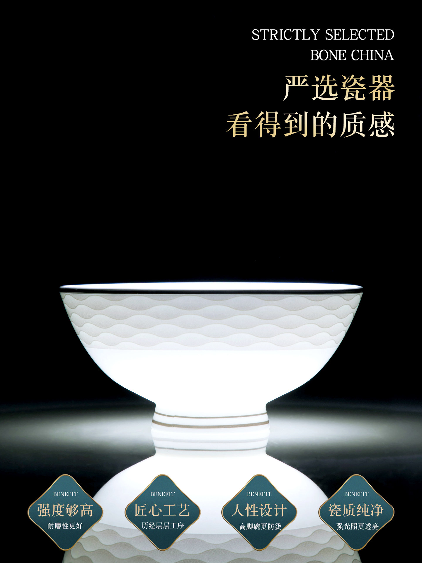 2026 High-End and Elegant Silver-Rimmed Jingdezhen Bowl and Plate Set, Household Bone China Tableware Set, Bowls and Plates for Housewarming