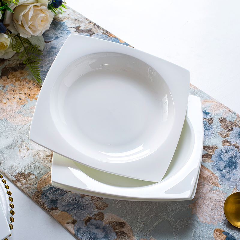 Jingdezhen pure white ipads porcelain tableware home dishes suit pure white ceramic bowl steak plate tableware suit is tie - in