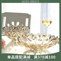 Fruit plate Crystal glass fruit plate large living room coffee table creative home high-end luxury modern Nordic style