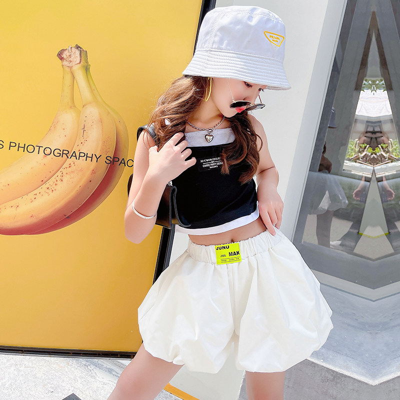 The girls hegemony suite network red summer Korean tide thin 2022 new Yangtze children to hang shorts two pieces