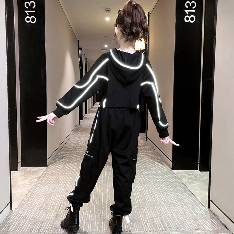 Boomer Girls Suit Trendy 2022 New Spring And Autumn Fried Street Black Internet Red Foreign Pie Thin Children Bully Clothes