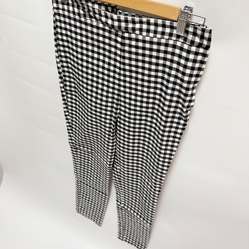 Vintage Korean Women's Stradivarius Spring and Autumn Black and White Checkered Versatile High-Waisted Slimming Straight-Leg Pants Vintage Korean Women's Stradivarius Spring and Autumn Black and White Checkered Versatile High-Waisted Slimming Straight-Leg Pants