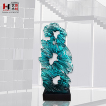 Hotel lobby Floor-to-ceiling sculpture ornaments Transparent imitation glass abstract crafts Modern home decoration works of art