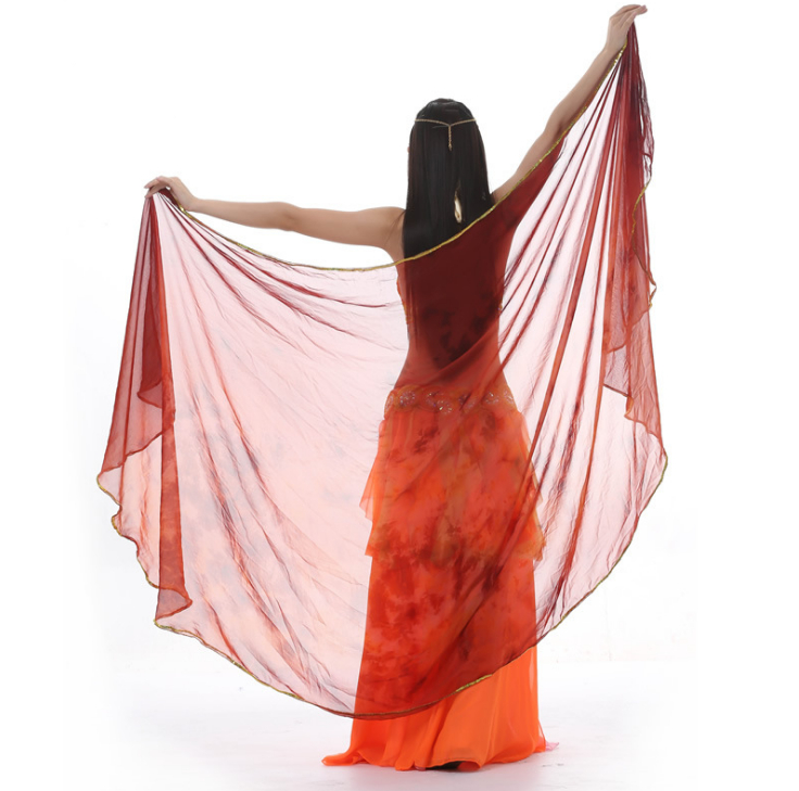 Belly dance yarn towel new 250x120cm snow spinning zdyeing semi-circle yarn towel belly leather hand-throwing upscale yarn towels