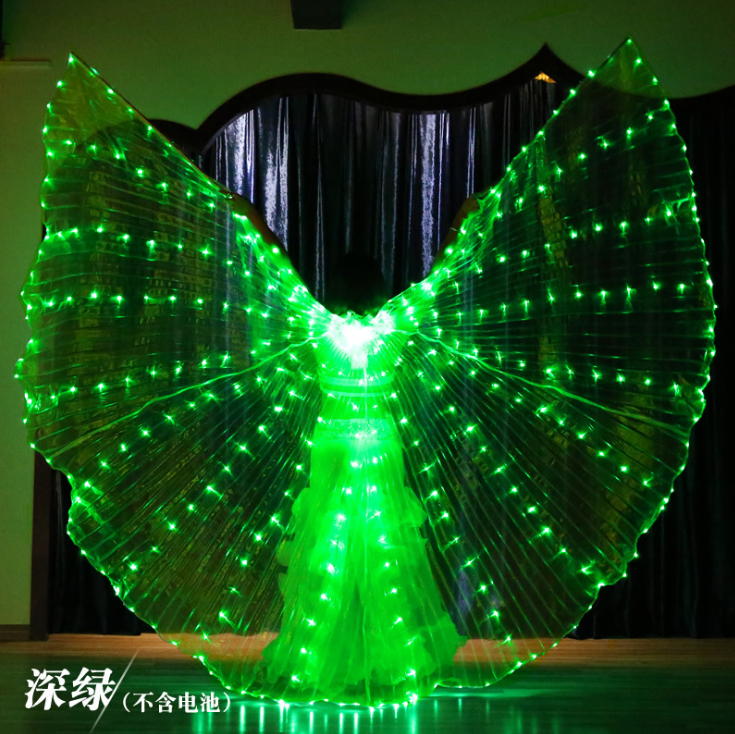 Colour LED luminous wings Winged Wings Fluorescent Butterfly Dance Props Luminous Belly Dancing Gold Wings Cape-Taobao
