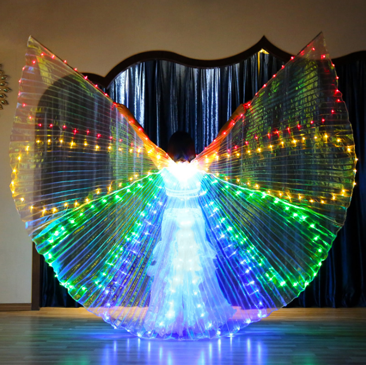 LED Luminous Five Color Dance Wings Fluorescent Butterfly Dancing Luminous Props Belly Dancing Luminous Wings Cape-Taobao