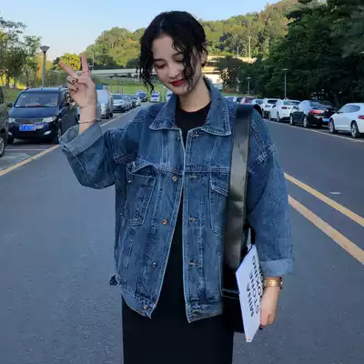 2021 Spring and Autumn New loose short bf denim coat female Korean version of washed retro Joker jeans ins tide