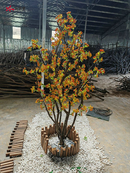 Artificial Trees, Fake Sea Buckthorn Trees, Artificial Fruit Trees, Home Floral Art, Soft Decoration, Indoor and Outdoor Floor-Standing Landscaping Decorative Ornaments