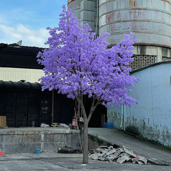 Artificial Blue Jacaranda Tree, Fake Tree, Cherry Blossom Tree, Purple Indoor Living Room Wedding Decoration, Window Display, Floor-Standing Decorative Landscape