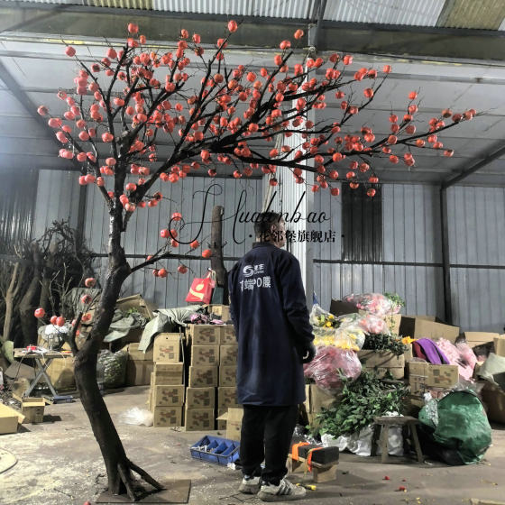 Artificial Persimmon Tree, Wish Tree, Fake Fruit Tree, Outdoor New Year Decoration, Artificial Decorative Tree for Hotel Lobby and Company Landscaping