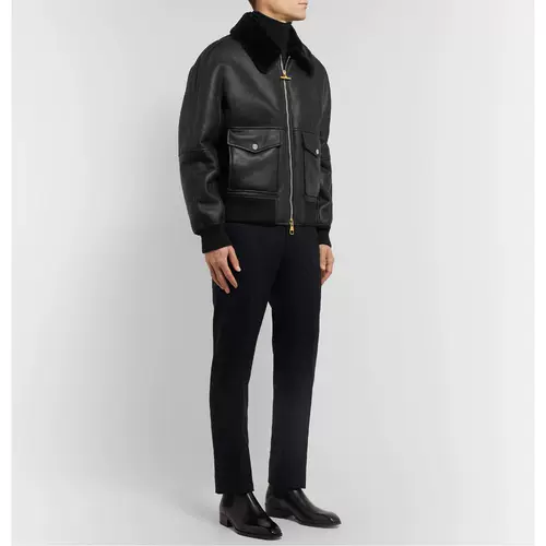 [Classic] Dunhill/Dunhill Мужская универсальная шерстяная кожаная куртка Nap/Net-A-Porter