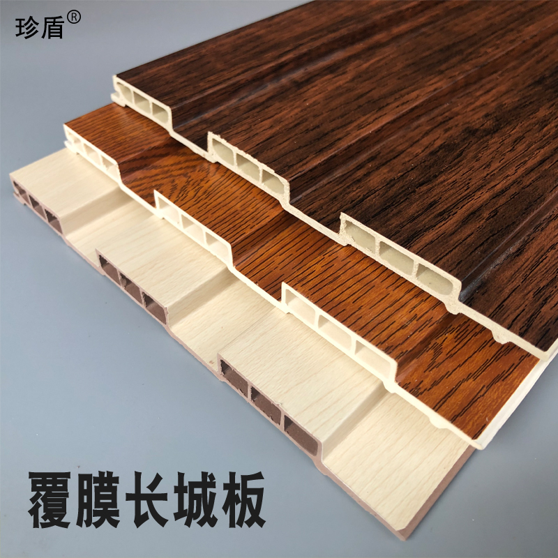 Ecological Wood Suspension Type Ceiling Wall Panel Protection Wall Panel Balcony PVC decorative material Green Wooden Wall Skirt Squared self-fit