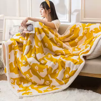 Double-layer lamb fluff blanket Quilt thickened winter warm coral fleece blanket Flannel mat bed Single nap blanket