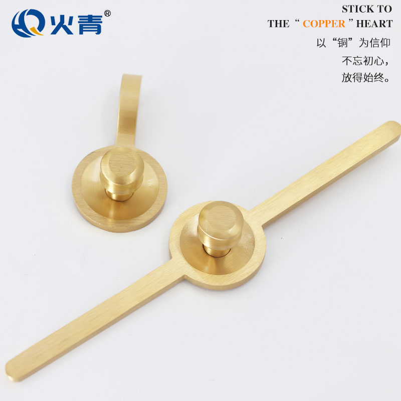 Fire Green Creative Bronze Handle Pure Brass Brass Solid Drawer cabinet door handle Light and luxurious Nordic Single-hole American pull