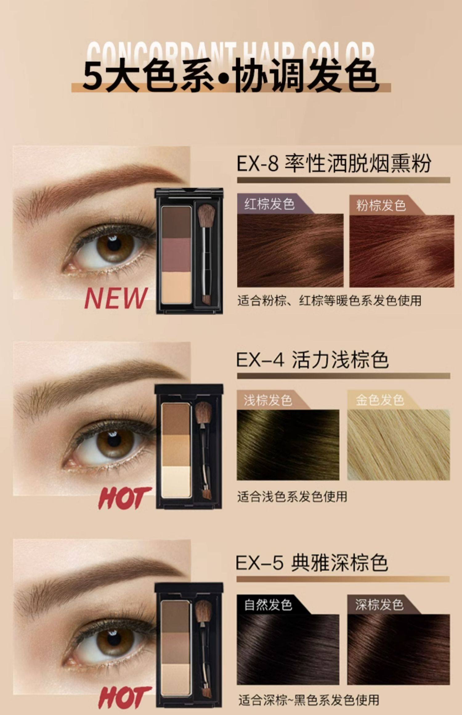 【日本直邮】KATE 凯朵 三色立体眉粉 EX-7 2.2g Cosme大赏受赏