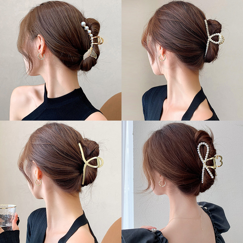 Pearl hair clip back head grab clip large Korean elegant temperament shark clip hair clip hair clip hair clip headdress