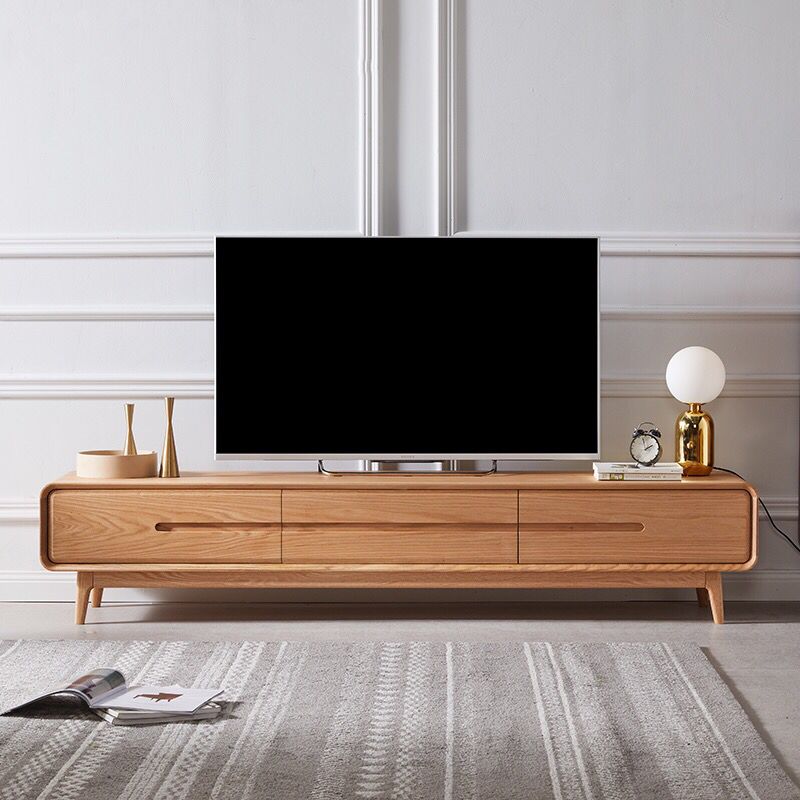 Nordic All-solid wood black walnut TV cabinet modern minimal cabinet living room Japanese multi-function audiovisual cabinet