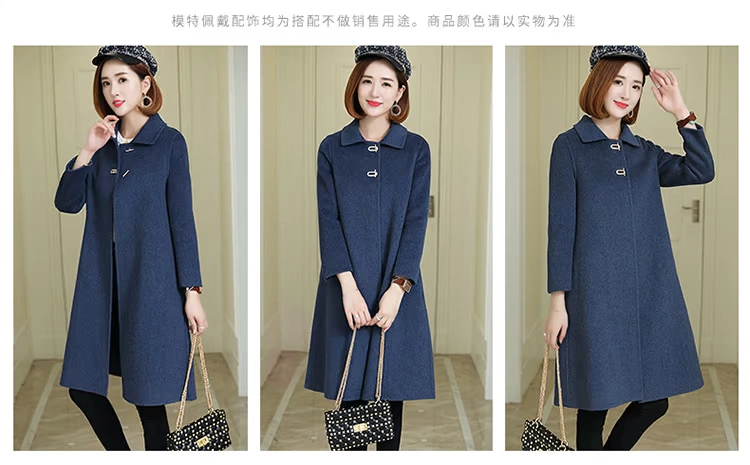 Áo len Albaka 2018 mới cho nữ áo len hai mặt bằng len không cổ cashmere cổ áo dài - Accentuated eo áo áo khoác dạ trung niên