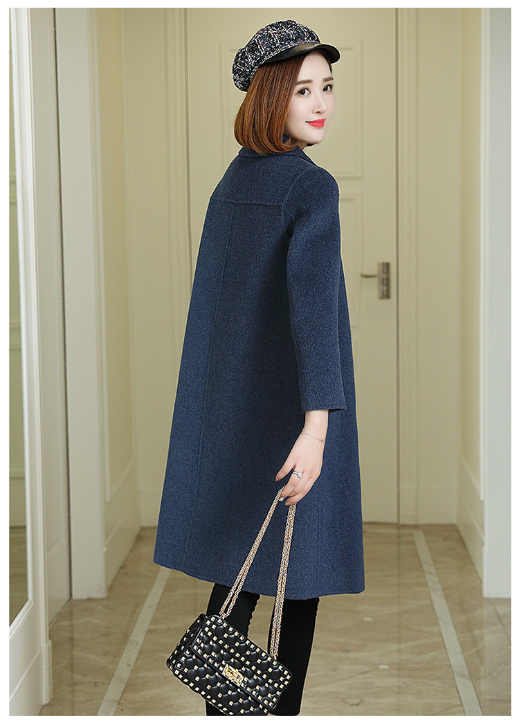 Áo len Albaka 2018 mới cho nữ áo len hai mặt bằng len không cổ cashmere cổ áo dài - Accentuated eo áo ao khoac dạ nu sanh dieu